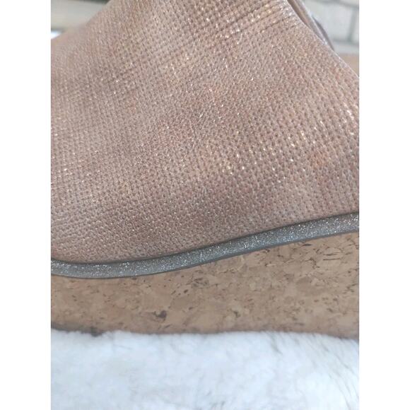 Johnston And Murphy NEW Jade Metallic Suede Cork Wedge Heel Slip On Sandal 7M - Picture 9 of 12